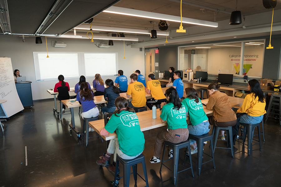 Students watching a presentation